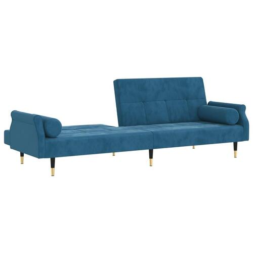 Sovesofa med hynder velour blå