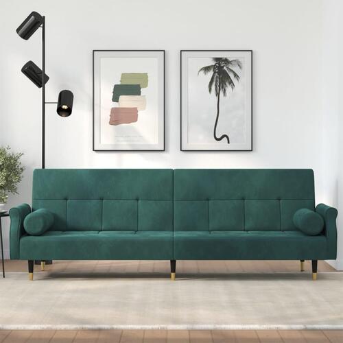Sovesofa med hynder velour mørkegrøn
