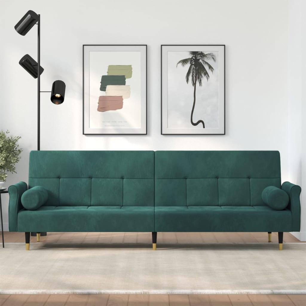 Sovesofa med hynder velour mørkegrøn