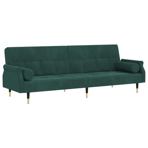 Sovesofa med hynder velour mørkegrøn