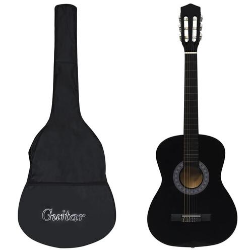 Klassisk guitar med taske for begyndere 3/4 36" sort