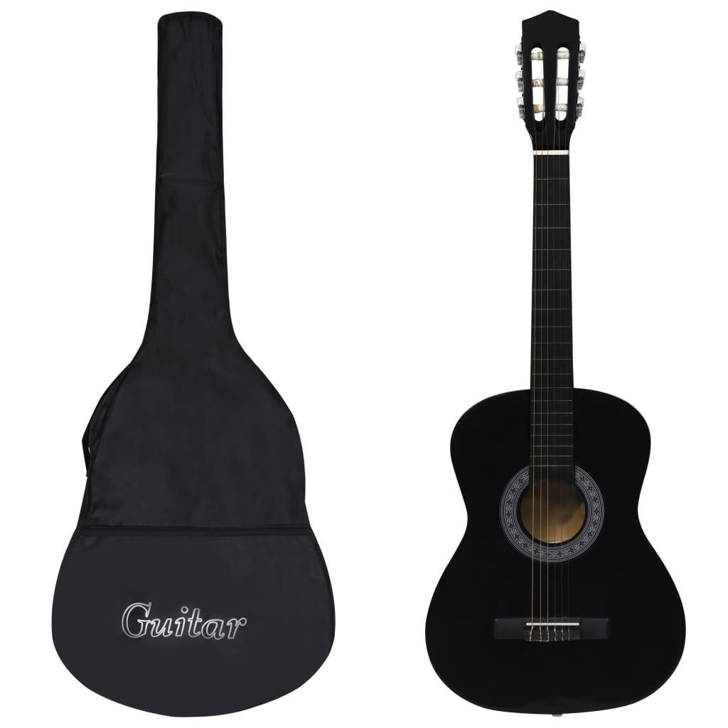 Klassisk guitar med taske for begyndere 3/4 36" sort