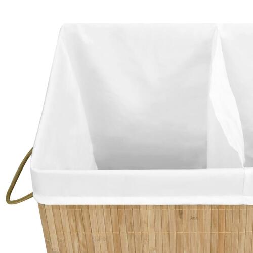 Vasketøjskurv med 2 rum 100 l bambus