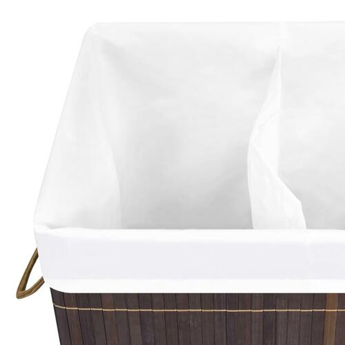 Vasketøjskurv med 2 rum 72 l bambus brun