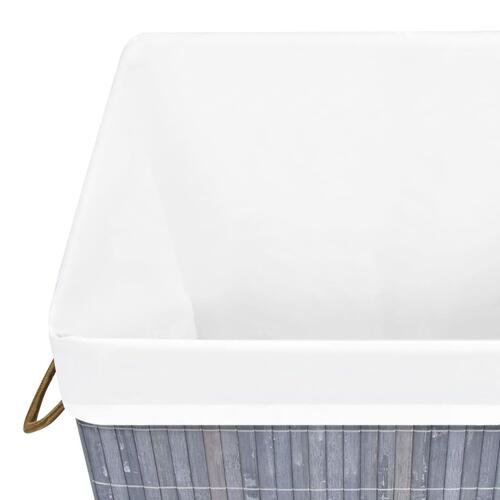 Vasketøjskurv med 1 rum bambus grå