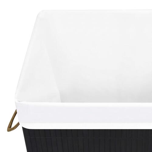 Vasketøjskurv med 1 rum bambus sort