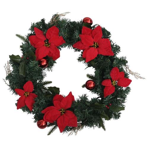 Julekrans med LED-lys 60 cm PVC grøn