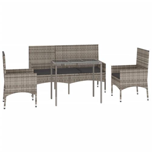 Loungesæt til haven 4 dele med hynder polyrattan grå