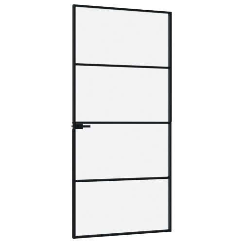 Glasdør 93 × 201,5 cm - hærdet glas og sort aluminium