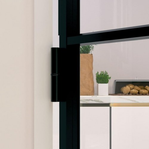 Glasdør 93 × 201,5 cm - hærdet glas og sort aluminium