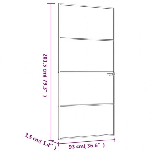 Glasdør 93 × 201,5 cm - hærdet glas og sort aluminium