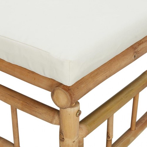 Midtermodul til havesofa i bambus med cremehvide hynder