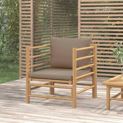 Havesofa med gråbrune hynder bambus
