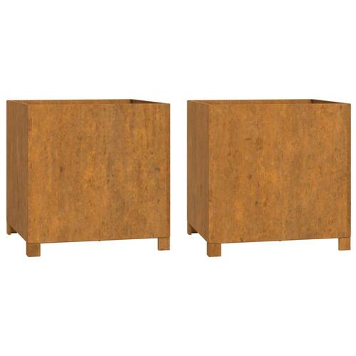 Plantekasser med ben 2 stk. 49x47x50 cm cortenstål rustfarvet