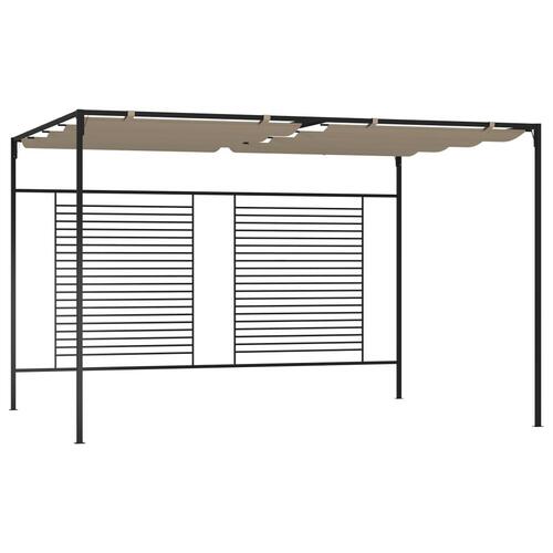 Pavillon med sammenrulleligt tag 3x4x2,3 cm 180 g/m² gråbrun