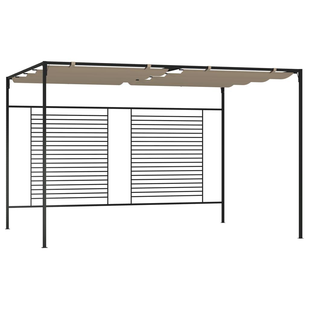 Pavillon med sammenrulleligt tag 3x4x2,3 cm 180 g/m² gråbrun