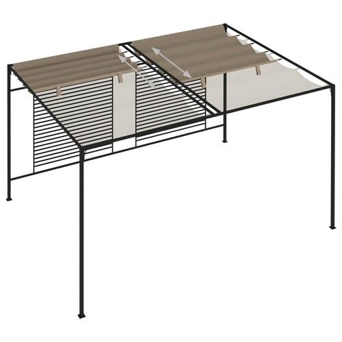 Pavillon med sammenrulleligt tag 3x4x2,3 cm 180 g/m² gråbrun