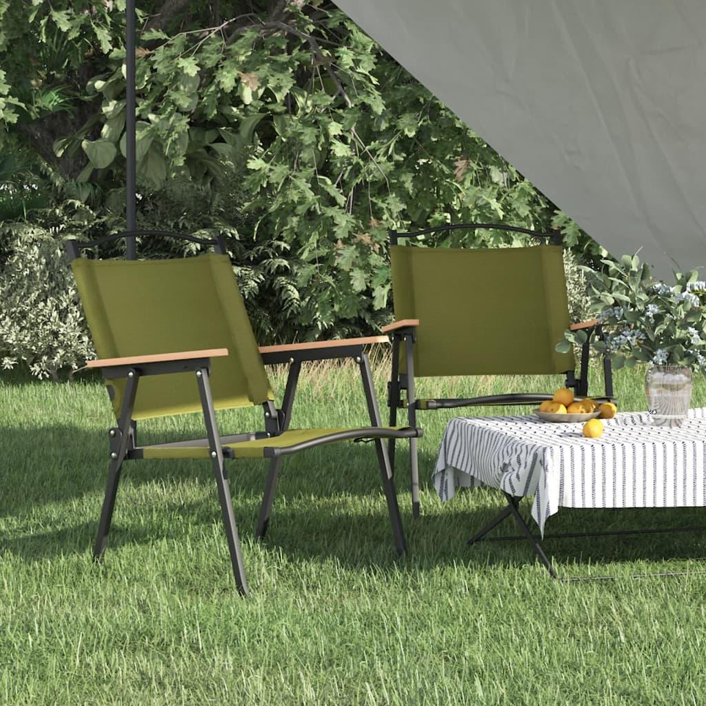 Campingstole 2 stk. 54x55x78 cm oxfordstof Grøn billede