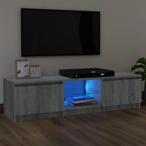 Tv-bord med LED-lys 140x40x35,5 cm grå sonoma-eg
