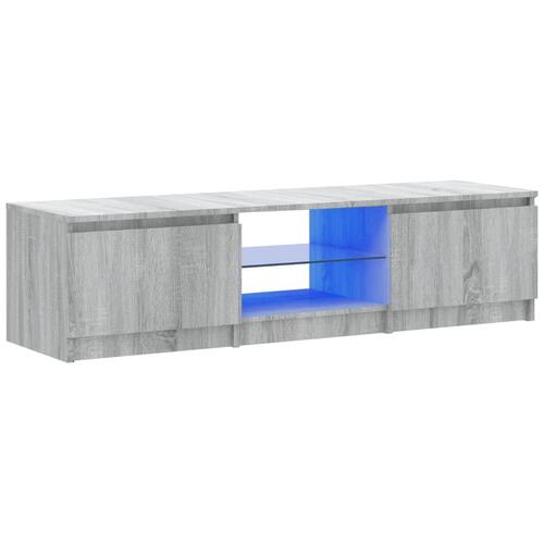 Tv-bord med LED-lys 140x40x35,5 cm grå sonoma-eg