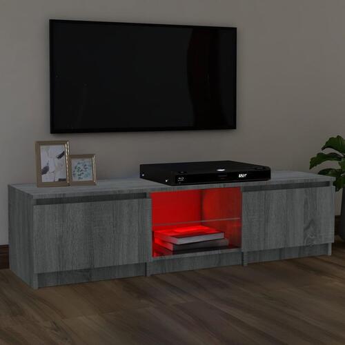 Tv-bord med LED-lys 140x40x35,5 cm grå sonoma-eg