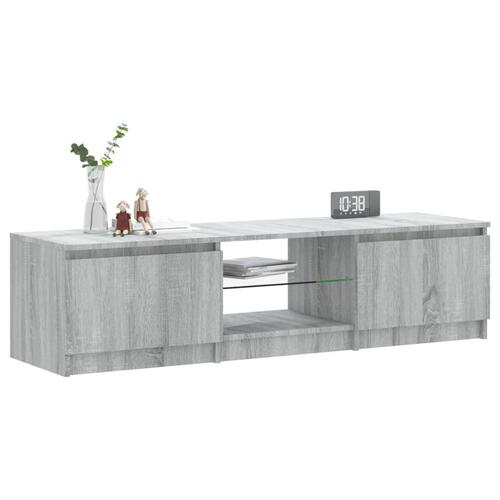 Tv-bord med LED-lys 140x40x35,5 cm grå sonoma-eg