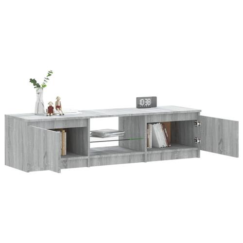 Tv-bord med LED-lys 140x40x35,5 cm grå sonoma-eg