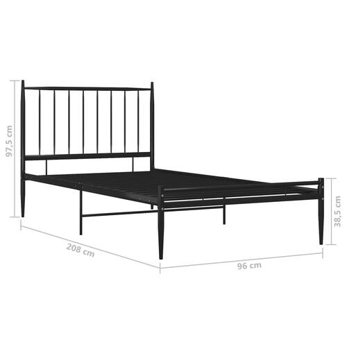 Sengestel 90 x 200 cm metal sort