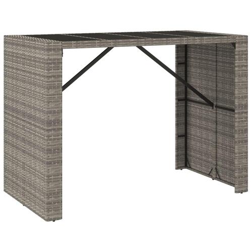 Barbord med glasplade 145x80x110 cm polyrattan grå