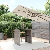Barbord med glasplade 105x80x110 cm polyrattan grå