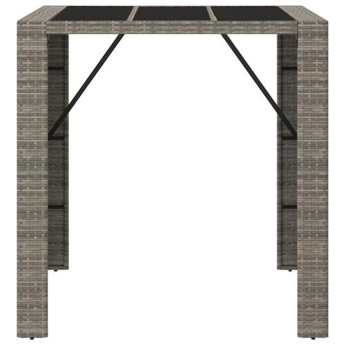 Barbord med glasplade 105x80x110 cm polyrattan grå