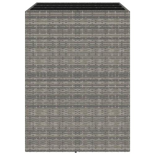 Barbord med glasplade 105x80x110 cm polyrattan grå