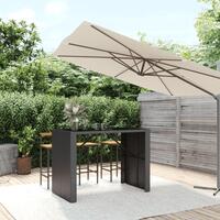 Barbord med glasplade 145x80x110 cm polyrattan sort