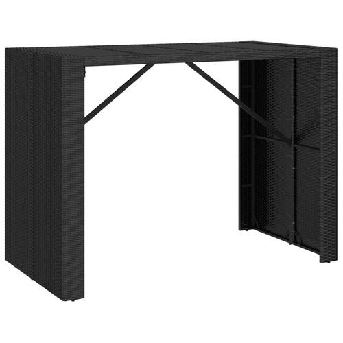 Barbord med glasplade 145x80x110 cm polyrattan sort