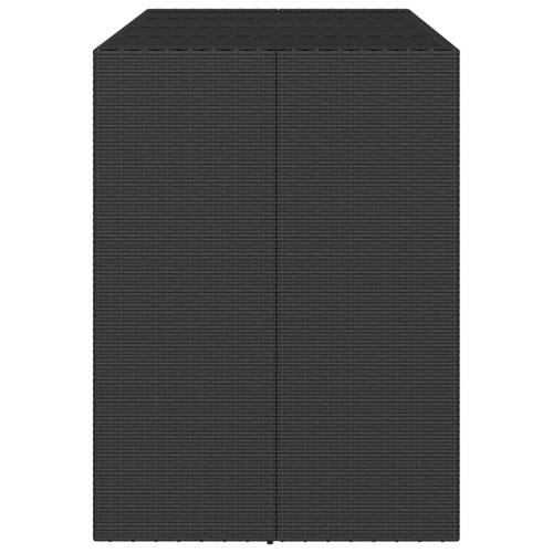 Barbord med glasplade 145x80x110 cm polyrattan sort