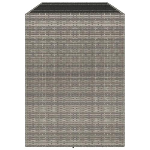 Barbord med glasplade 185x80x110 cm polyrattan grå