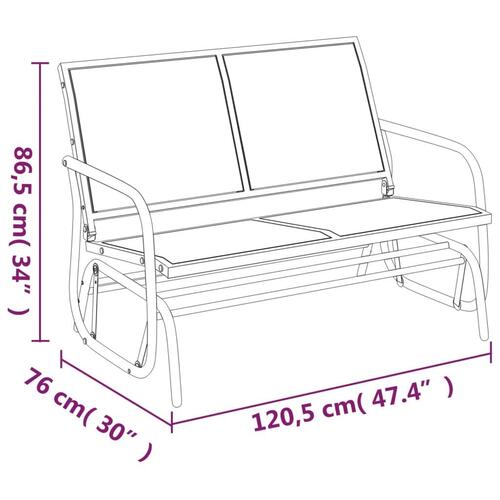 Gyngebænk til haven 120,5x76x86,5 cm textilene og stål sort