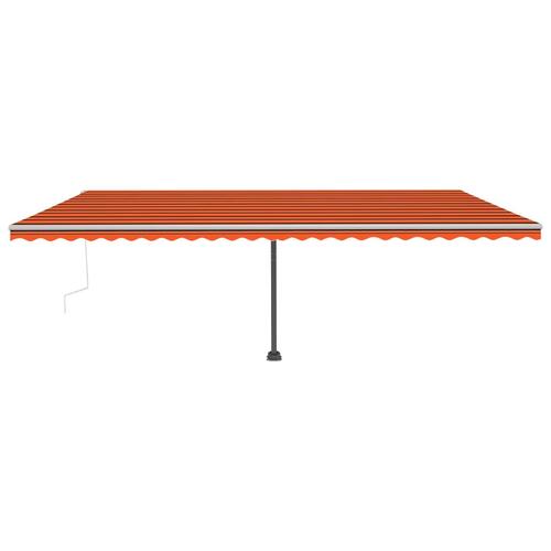 Fritstående markise 600x350 cm manuel betjening orange/brun