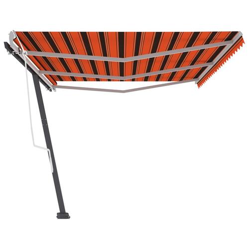 Fritstående markise 600x350 cm manuel betjening orange/brun