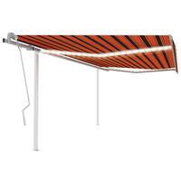 Markise med LED-lys 4x3,5 m manuel betjening orange og brun