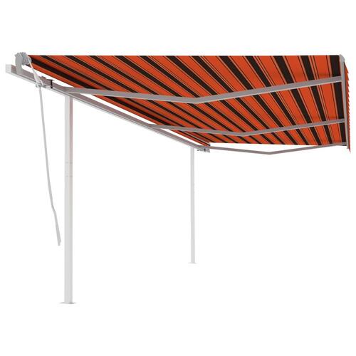 Markise m. LED-lys 6x3,5 m manuel betjening orange og brun