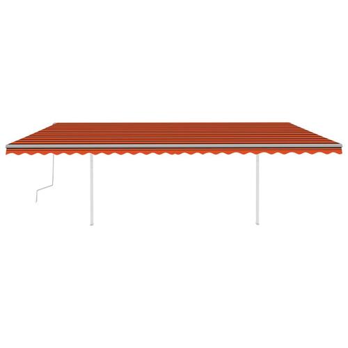 Markise m. LED-lys 6x3,5 m manuel betjening orange og brun