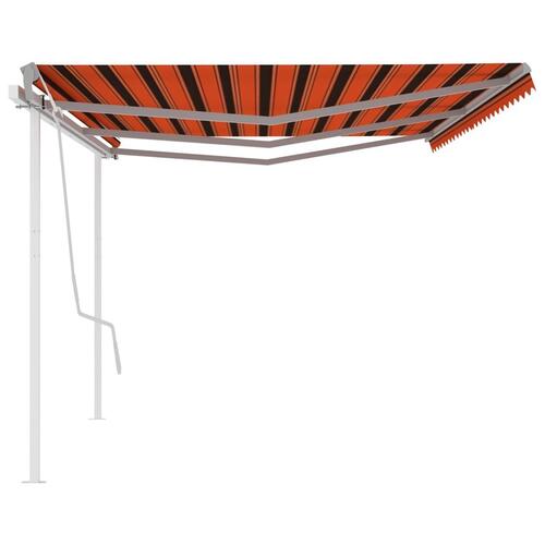 Markise m. LED-lys 6x3,5 m manuel betjening orange og brun
