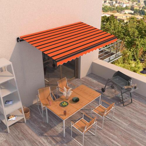 Markise 400x350 cm manuel betjening orange og brun