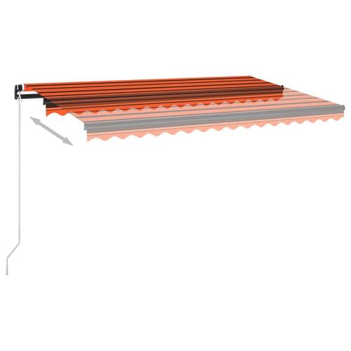 Markise 400x350 cm manuel betjening orange og brun