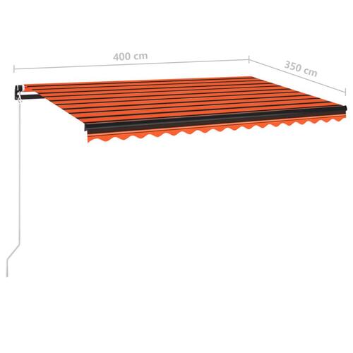 Markise 400x350 cm manuel betjening orange og brun
