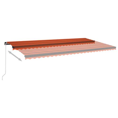 Markise 600x350 cm manuel betjening orange og brun
