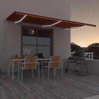 Markise m. LED-lys 600x350 cm manuel betjening orange og brun