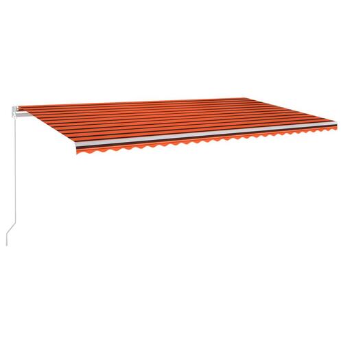 Markise m. LED-lys 600x350 cm manuel betjening orange og brun