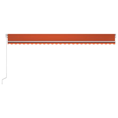 Markise m. LED-lys 600x350 cm manuel betjening orange og brun